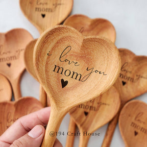 I Love You, Mom Wooden Heart Spoon