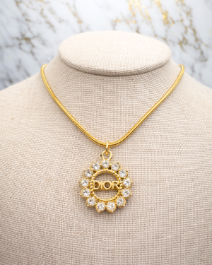 Upcycled Dior Charm 18K Gold Necklace