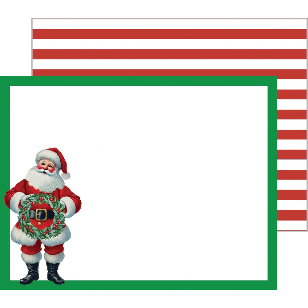 Flat Notecard Set of 10 | Santa with Wreath