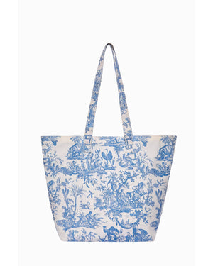 French Toile de Jouy TOTE - Blue