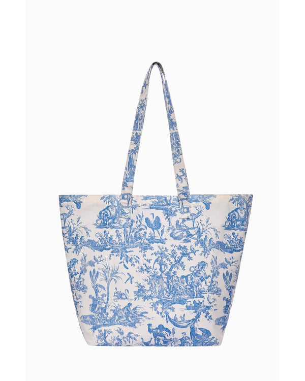 French Toile de Jouy TOTE - Blue
