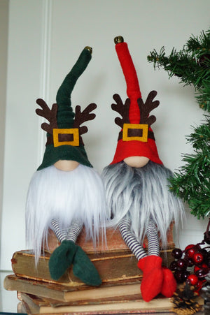 Holiday gnomes with long legs- Shelf Sitters and gifts : Red
