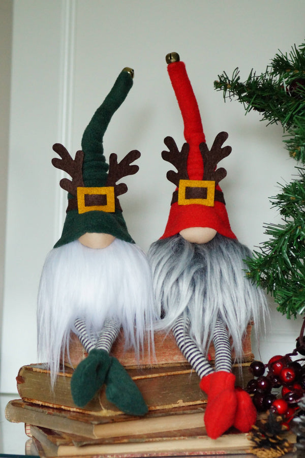 Holiday gnomes with long legs- Shelf Sitters and gifts : Red