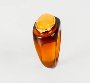 Gummy Resin Signet Ring | Autumn, Cognac, Jade & Blue