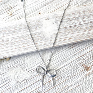 Bow necklace slip knot trendy jewelry: Silver