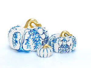 Chinoiserie Pumpkins | JOSIL Paperie: Small Pumpkins 3" x 2 1/4"