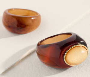 Gummy Resin Signet Ring | Autumn, Cognac, Jade & Blue