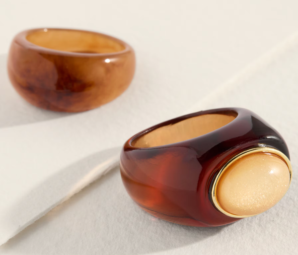 Gummy Resin Signet Ring | Autumn, Cognac, Jade & Blue