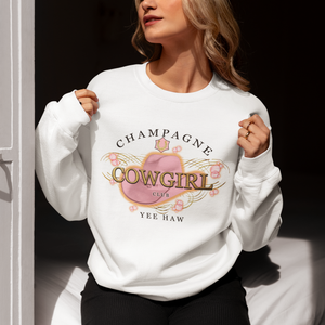 Champagne Cowgirl Graphic Cropped Hoodie