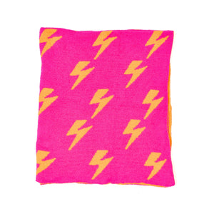 Smiley Face & Lightning Plush Throw Blankets Christmas Smiley Face Neon Fuchsia & New Sky Blue