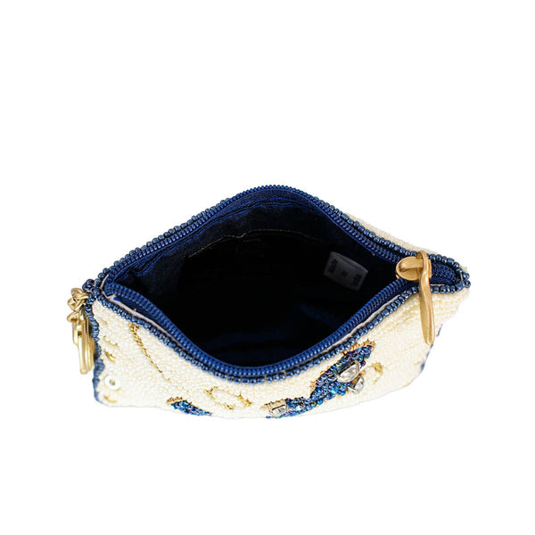 Hooked Up Beaded Blue Anchor Sailor's Coin Purse