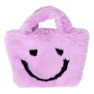 Faux Fur Fuzzy Happy Face Purses PerfectGift: PINK