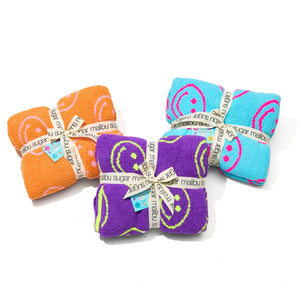 Smiley Face & Lightning Plush Throw Blankets Christmas Smiley Face Neon Fuchsia & New Sky Blue