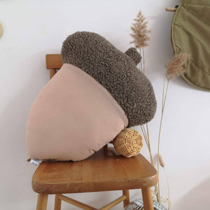 Green Acorn-shaped pillow | Woodland plush pillow: Burnt Orange