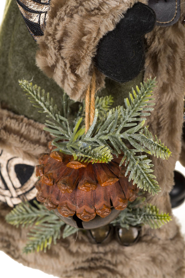 Evergreen Wishes Santa with Owl | 18″
