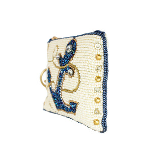 Hooked Up Beaded Blue Anchor Sailor's Coin Purse