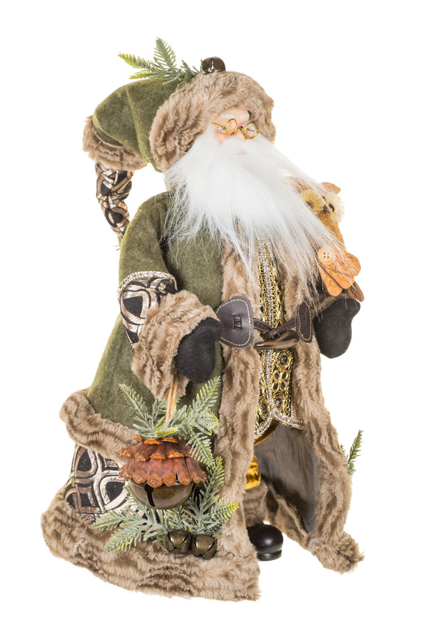 Evergreen Wishes Santa with Owl | 18″