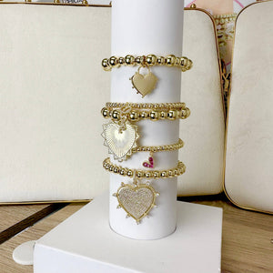 Serephena Love Stack of Beaded Bracelets: Yellow Gold and Silver
