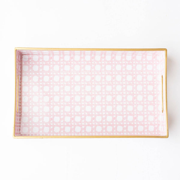 Pink Cane Vanity Tray