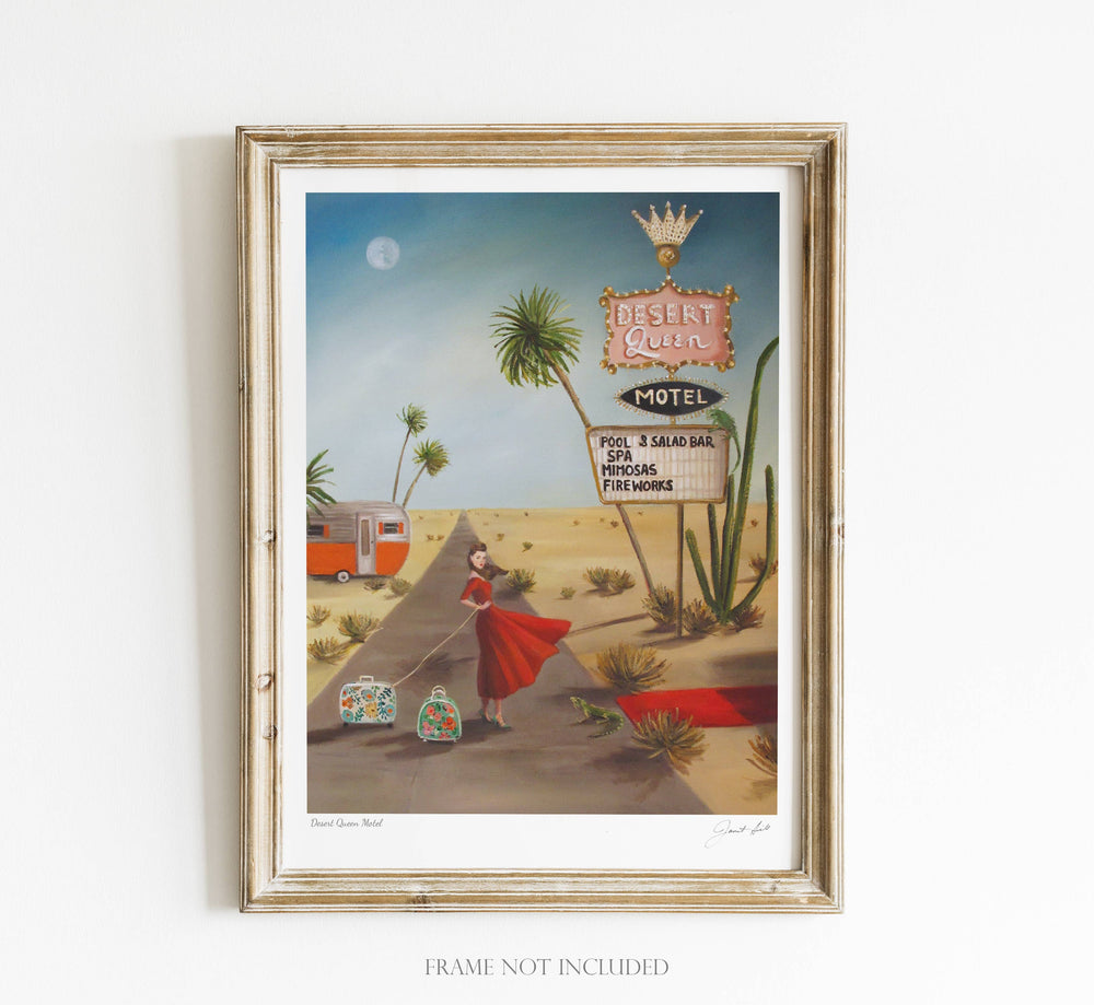 Desert Queen Motel Art Print 8.5"x11" with frame