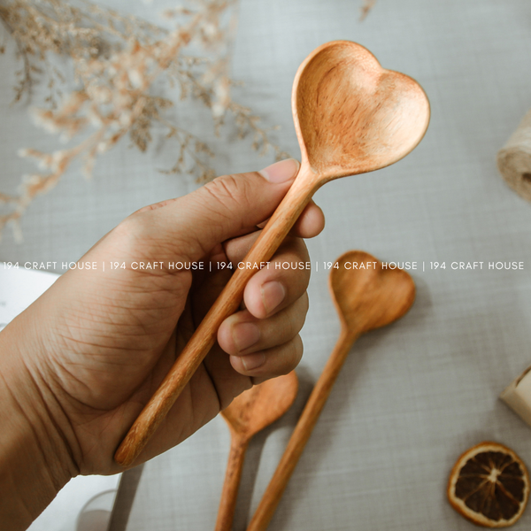 Hand Carved Wood Heart Spoon sets - Made with plus 2 plain - 3 total