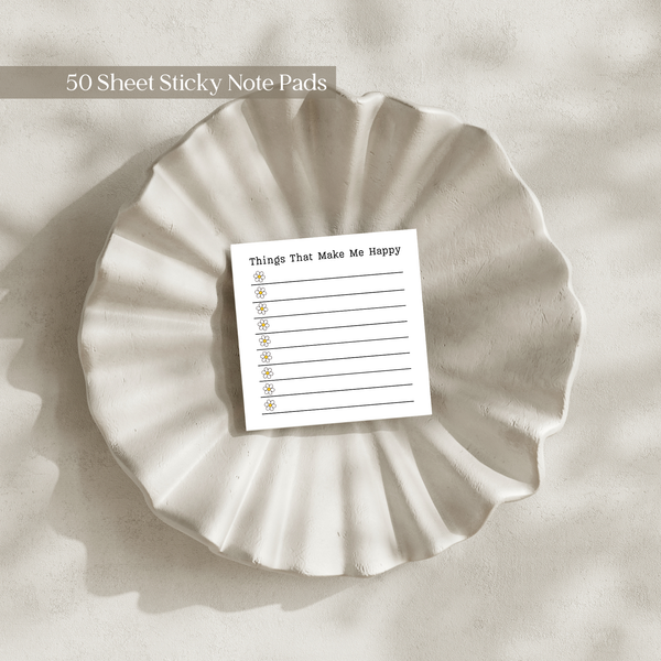 Things That Make Me Happy: 50 Sheet Post-It Note Notepad