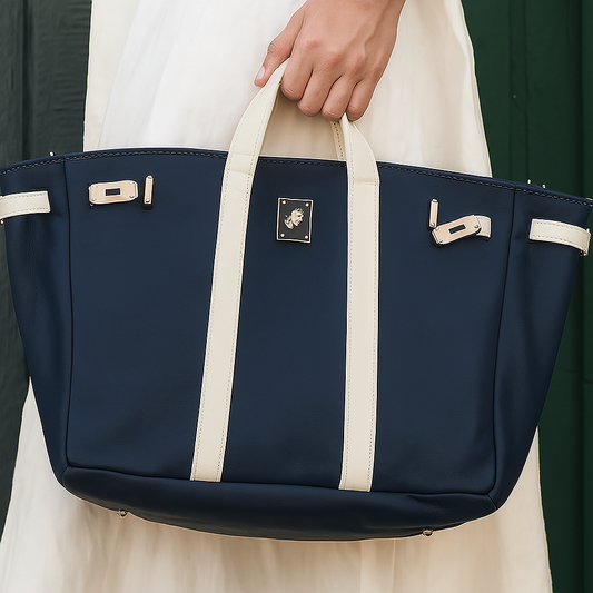 Canvas Tote Bag - Navy/White