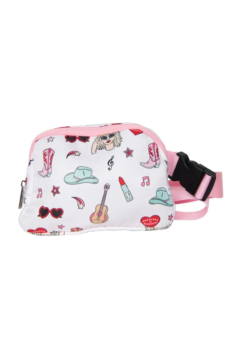 Music Girl Icons Belt Bag Fanny Pack: Light Pink