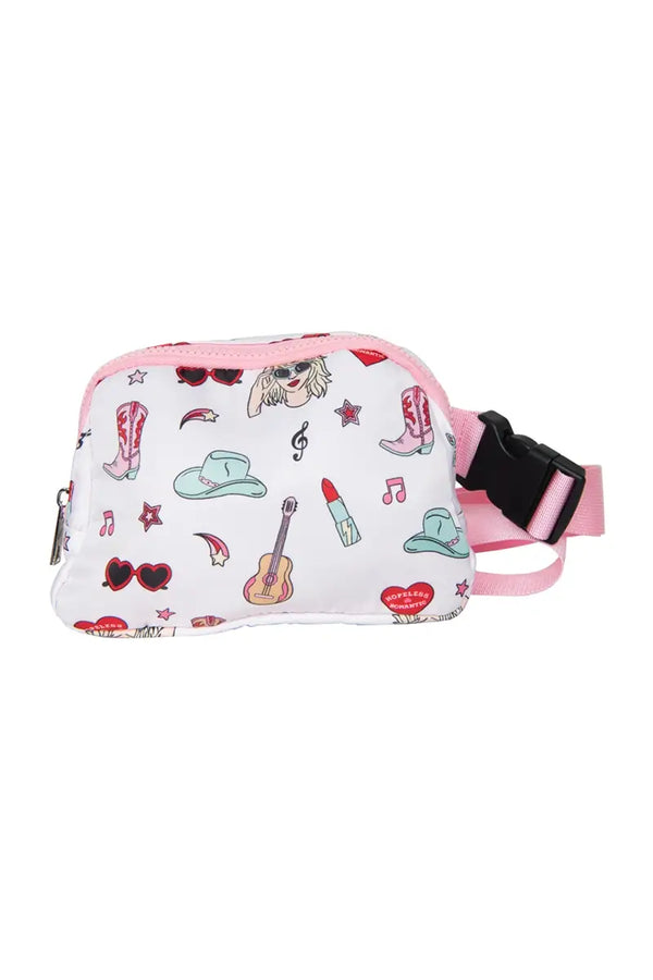 Music Girl Icons Belt Bag Fanny Pack: Light Pink