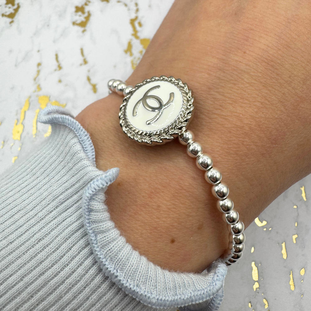 4mm Sterling Silver Beaded Bracelet: 7"