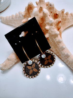 Upcycled LV Bronze Hoop earrings