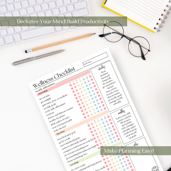 Wellness Weekly Self-Care Planner: 50 Page Tear-Off Notepad