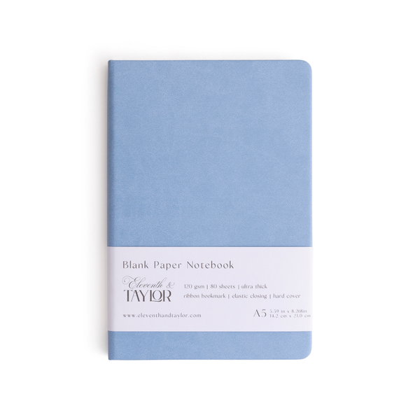 160 Page A5 Blank Journals: 120 GSM Thick Blank Card Stock: Mint Green