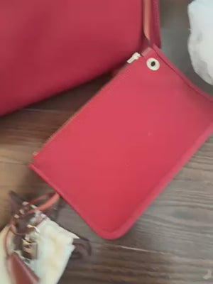 Hermes Herbag PM 2way Canvas/leather Red/burgundy
