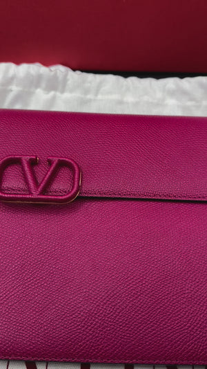Valentino large Berry monochromatic V logo clutch/portfolio