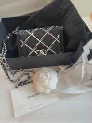 Chanel Matelasse Crystal & Strass Wallet on Chain Black