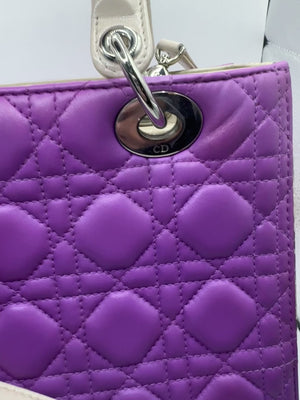 Dior Lady Dior Tri-colour Genuine Python side purple/pink/cream with SHW