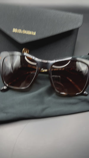 Dolce & Gabbana 53mm Cateye light Tortoise sunglasses GHW DG on temple