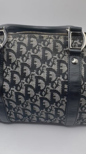 Dior 2004 Vintage Diorissimo Small Trotter Bag Black & Grey Dior print