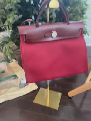 Hermes Herbag PM 2way Canvas/leather Red/burgundy