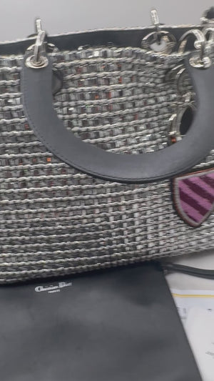 Christian Dior Limited Edition Large Diorissimo Tote – Metallic Tweed with Patches
