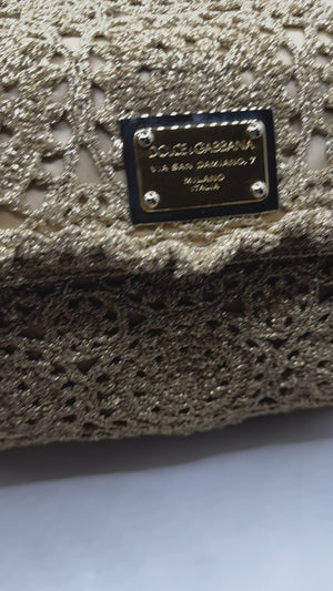 Dolce & Gabbana Gold Crochet Large Ms Sicily Top Handle/crossbody - rare to find