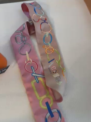 HERMES Twilly DO RE BOUCLES Silk100% Rose Poudre/Blue/Multicolor