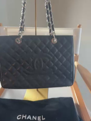 Chanel Quilted CC Grand Shopping Tote Black SHW