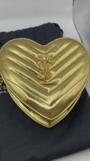 Saint Laurent Gold Aged Leather  Heart Monogrammed YSL bag