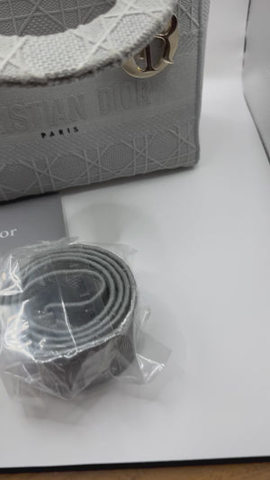 Dior Lady Dior Grey Embroidered Cannage Canvas Medium Bag - hard to find