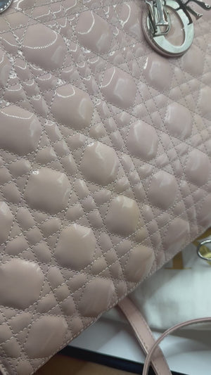 Dior Lady Dior Large Light Pink Patent with SHW