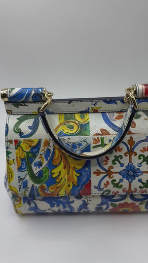 Dolce & Gabbana Multicolour Printed Leather Small Miss Sicily Top Handle bag