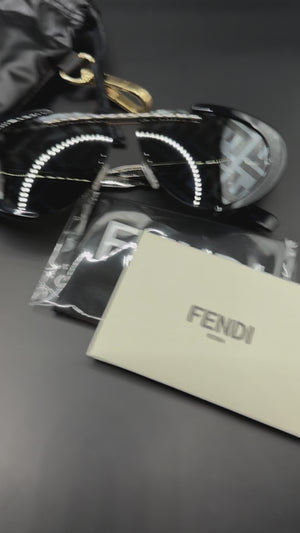 Fendi FENDILAND Black Silver FF Mirrored Print Unisex Sunglasses