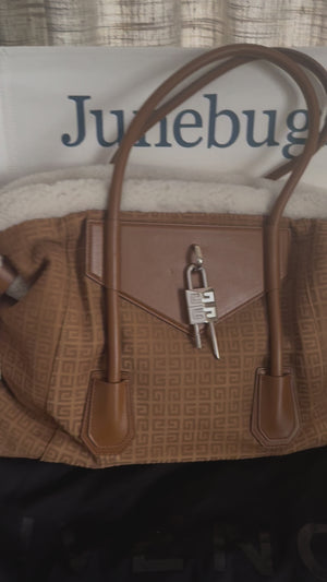 Shearling Suede Medium Soft Lock Antigona Shoulder Bag Tan